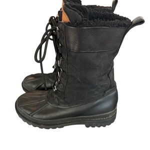 Coach Black Laura Signature Calf-Boots Lace-Up Rain Winter Boots